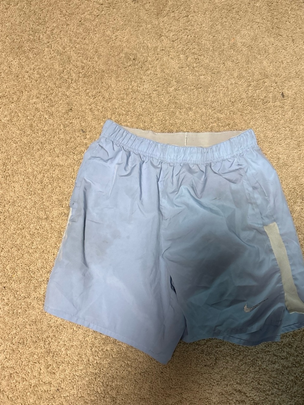 Nike Light Blue Men's Athletic Shorts with Side Stripe